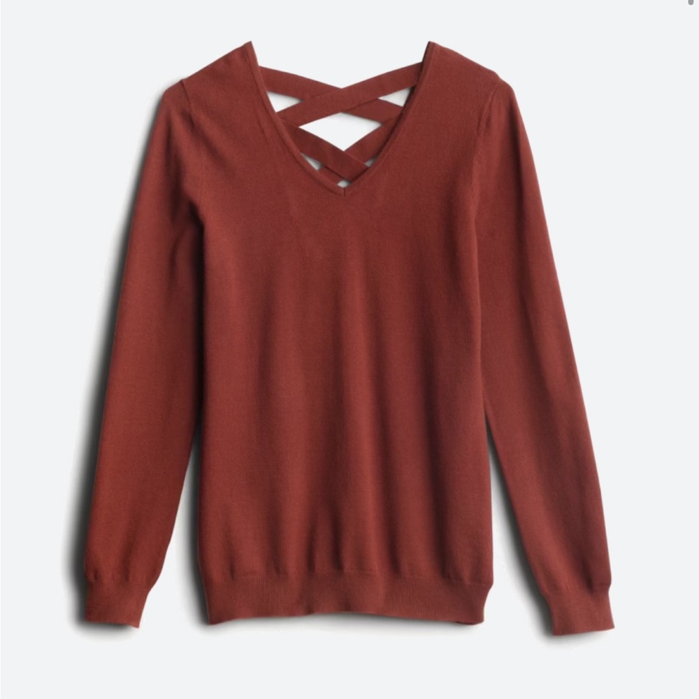 Burgundy sweater with back detail